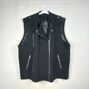 Studio Untold‎ Faux Suede Black Moto Vest Womens Sz 28/30 Plus Size Grunge Edgy
